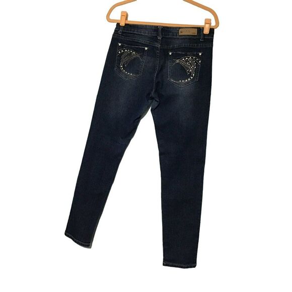 Gogo Jr 9 Low Rise Rhinestone Blue Ankle Jeans - Picture 6 of 11